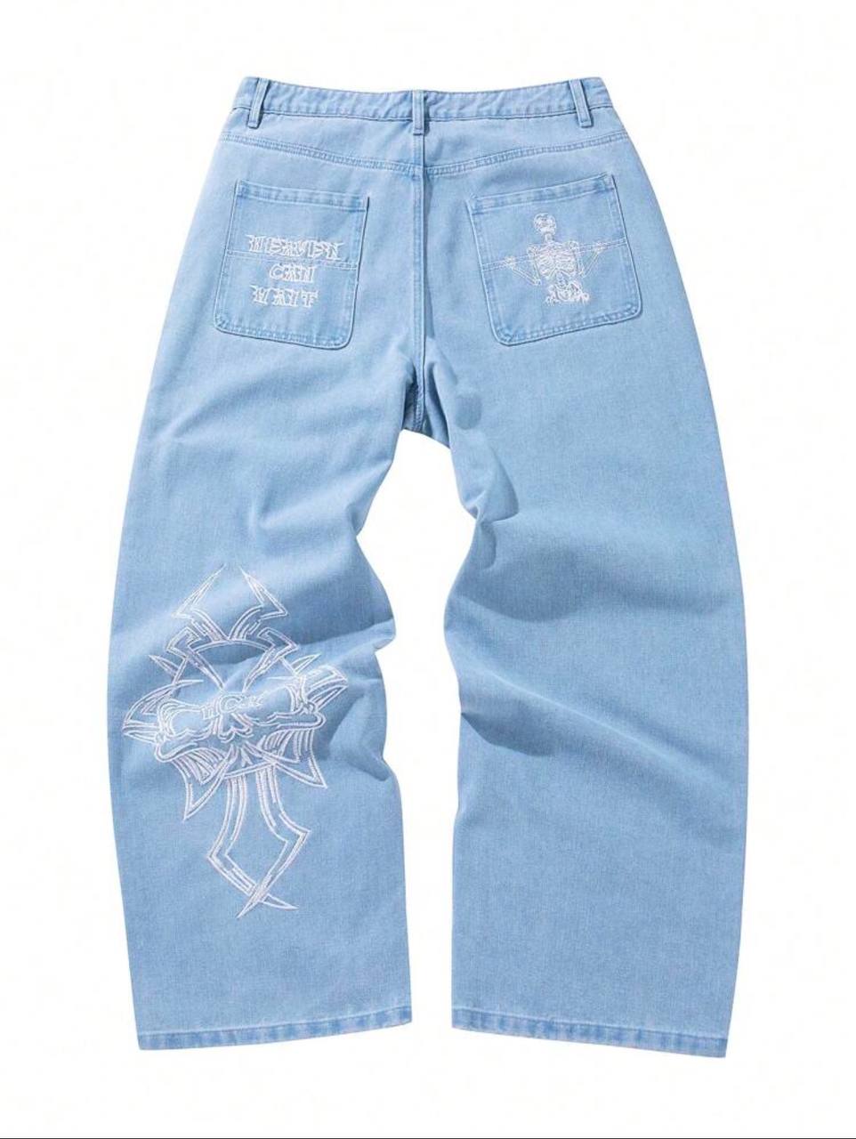 SKULL DRAWED JEANS