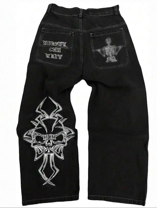 SKULL DRAWED JEANS